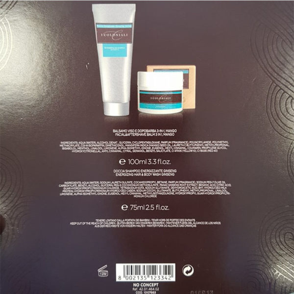 CONFEZIONE I COLONIALI : BALSAMO VISO E DOPOBARBA 100ML+ DOCCIA SHAMPOO ENERGIZZANTE GINSENG 75ML