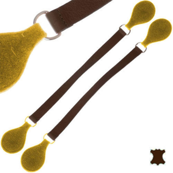 MICROMANICI OBAG  IN PELLE MARRONI CON GOCCIA IN FELTRO OCRA