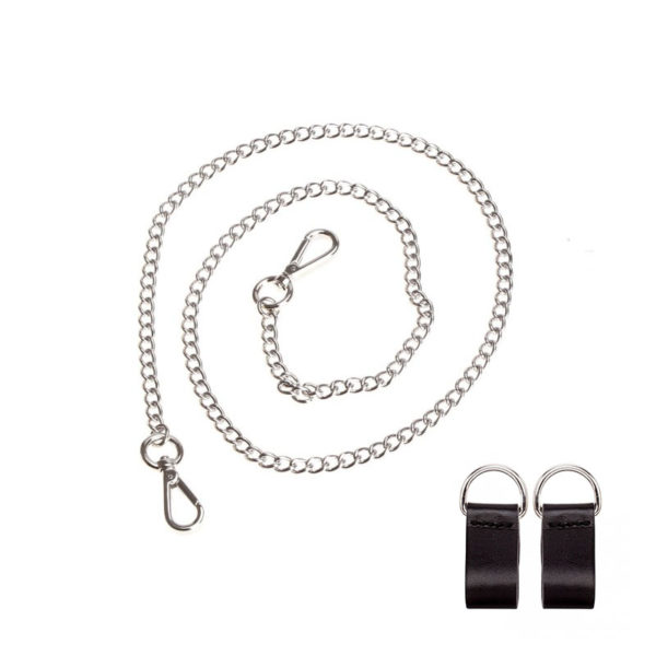 O POCKET TRACOLLA IN CATENA ARGENTO CON CLIP NERA